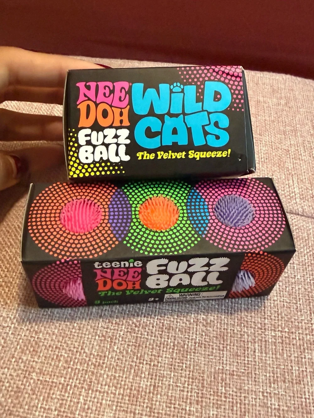 Nee Doh Bundle Wild Cats Fuzz Ball 3 pack teenie balls Pink Velvet Squeeze - Picture 3 of 4